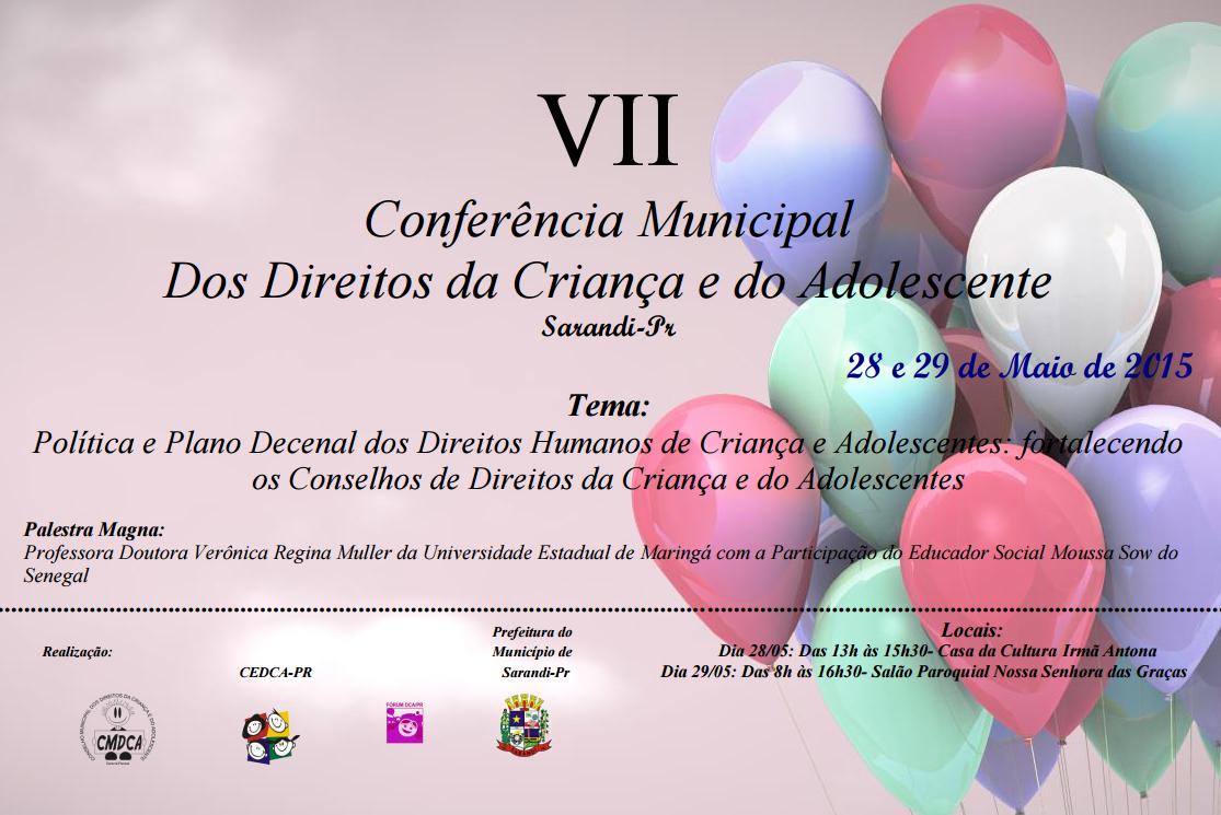 CMDCA realiza VII Conferência dos direitos das crianças nos dias 28 e 29   